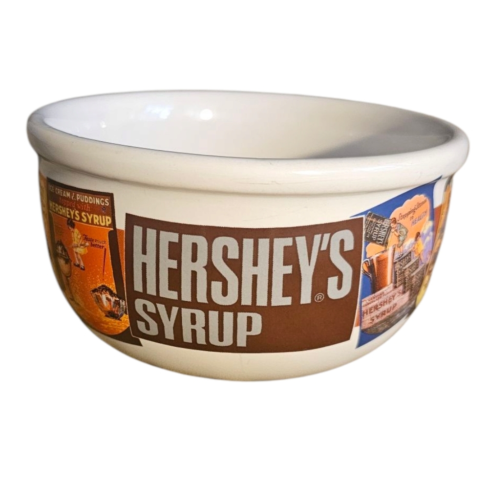 EUC | 🍫Hershey's Syrup 🍫 | White Brown Serveware Cereal Ice Cream Dessert Bowl
